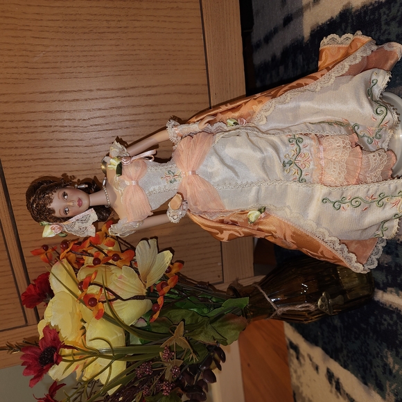 Orange and Cream Ruffled Barbie Doll